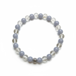 Hndlavet Krystalarmbnd med Angelit og Bjergkrystal  Ro, Klarhed og Balance