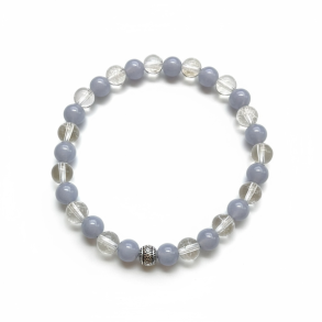 H�ndlavet Krystalarmb�nd med Angelit og Bjergkrystal � Ro, Klarhed og Balance