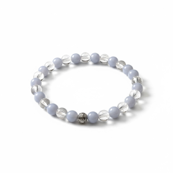 Hndlavet Krystalarmbnd med Angelit og Bjergkrystal  Ro, Klarhed og Balance