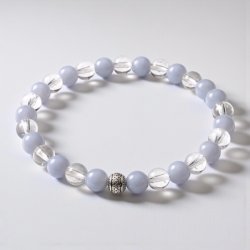 Hndlavet Krystalarmbnd med Angelit og Bjergkrystal  Ro, Klarhed og Balance