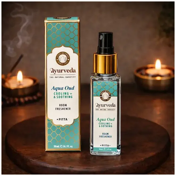 Ayurveda Aqua Oud smudgespray/rumspray 50 ml � r�gfri k�lende energirens til ro og balance