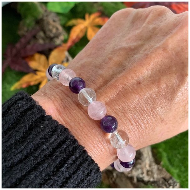 Krystal armbnd | Golden triangel | 8 mm perler | Ml 16 - 20 cm