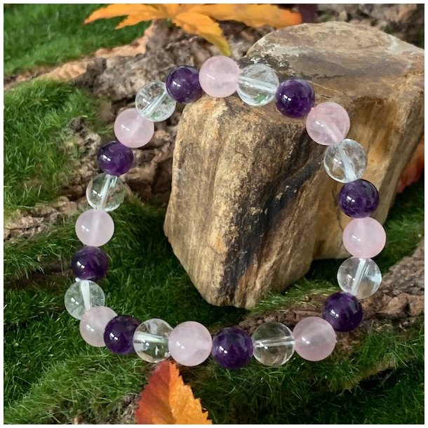 Krystal armb�nd | Golden triangel | 8 mm perler | M�l 16 - 20 cm