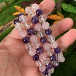 Krystal armbnd | Golden triangel | 8 mm perler | Ml 16 - 20 cm