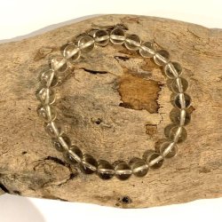 Krystal armb�nd | Lys r�gkvarts | 8 mm. stenperler | M�l 16 - 20 cm