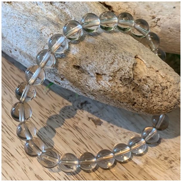 Krystal armbnd | Lys rgkvarts | 8 mm. stenperler | Ml 16 - 20 cm