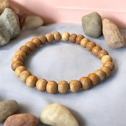 Elastisk Armbnd i Sandeltr  8 mm Perler, Passer til Hndled 16-18 cm