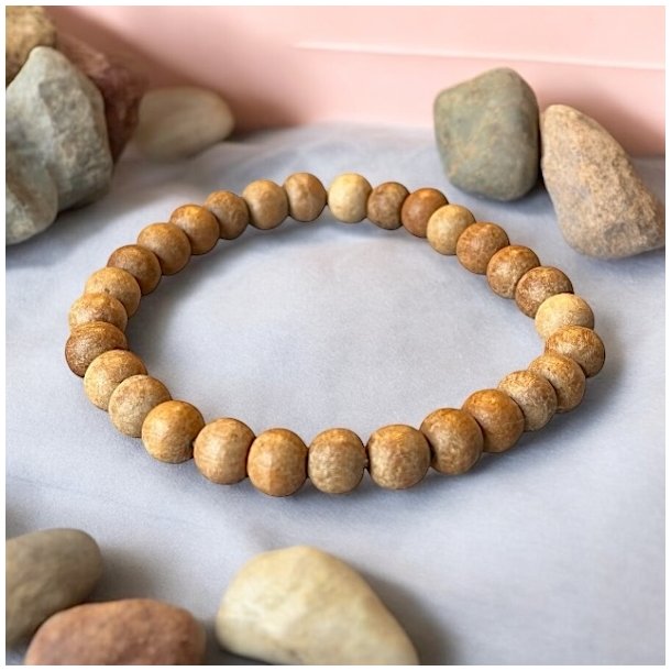 Elastisk Armb�nd i Sandeltr� � 8 mm Perler, Passer til H�ndled 16-18 cm