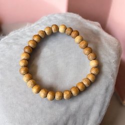 Elastisk Armbnd i Sandeltr  8 mm Perler, Passer til Hndled 16-18 cm