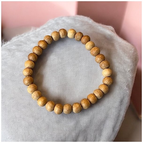 Elastisk Armbnd i Sandeltr  8 mm Perler, Passer til Hndled 16-18 cm