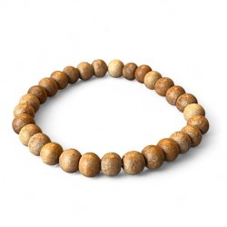 Elastisk Armbnd i Sandeltr  8 mm Perler, Passer til Hndled 16-18 cm