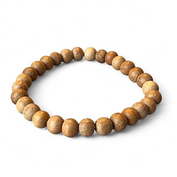 Elastisk Armbnd i Sandeltr  8 mm Perler, Passer til Hndled 16-18 cm