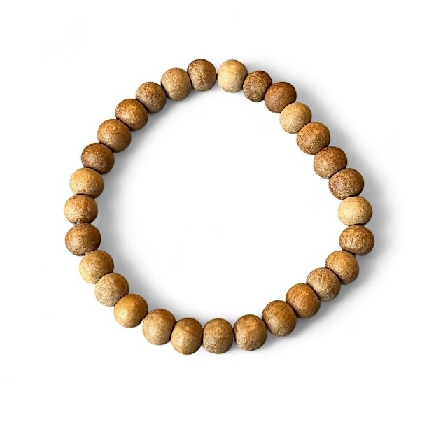 Elastisk Armbnd i Sandeltr  8 mm Perler, Passer til Hndled 16-18 cm