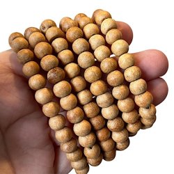 Elastisk Armbnd i Sandeltr  8 mm Perler, Passer til Hndled 16-18 cm