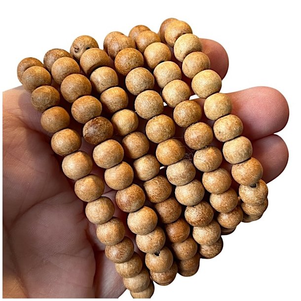 Elastisk Armbnd i Sandeltr  8 mm Perler, Passer til Hndled 16-18 cm