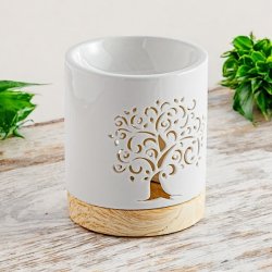 Hvid Keramisk Aromalampe med Tree of Life � Skab Ro og Harmoni i Dit Hjem