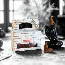 Satya Hvid Musk Backflow Rgelseskegler 24 stk til Beroligende Aroma og Meditation