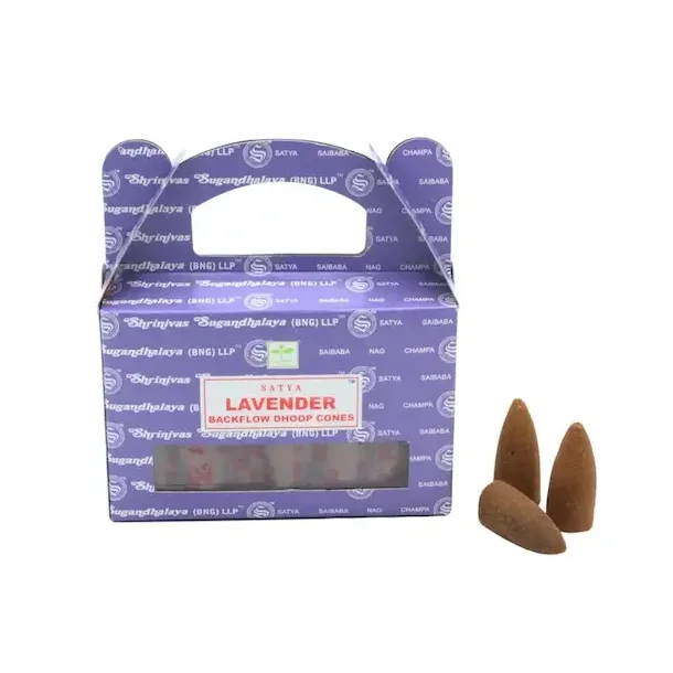 Backflow r�gelseskegler med lavendel - 24 stk - beroligende duft til backflow holder