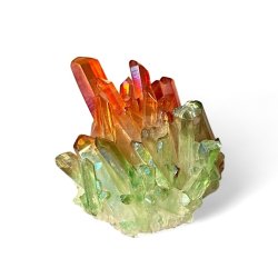 Unika Aurafusion aurakrystal klynge  rd, grn og orange med regnbueglans