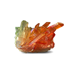 Unika Aurafusion aurakrystal klynge  rd, grn og orange med regnbueglans