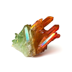 Unika Aurafusion aurakrystal klynge  rd, grn og orange med regnbueglans