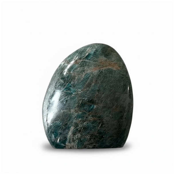 Unik bl� apatit freeform 510 g � kraftfuld poleret krystal 9,1 x 8 cm