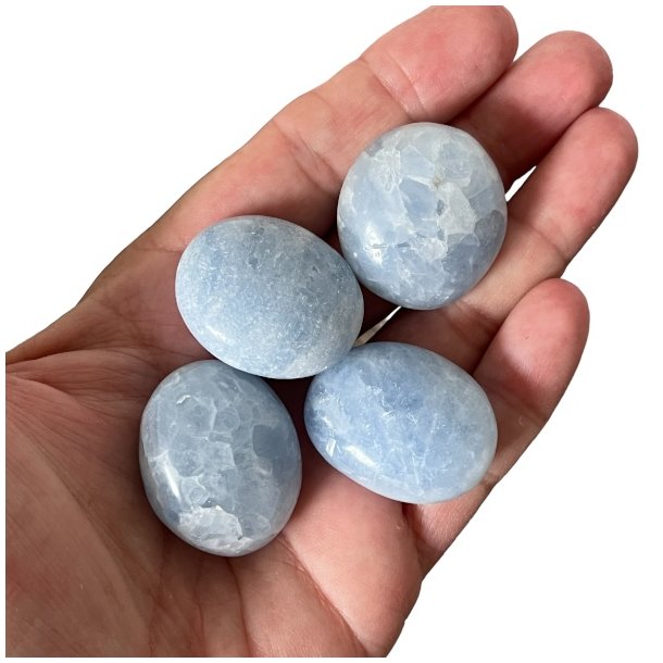 Lommesten i bl calcit ovale,  Ml imellem 2,5 - 3 cm