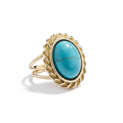 Elegant forgyldt ring med bl� howlit � spirituel ro &amp; balance