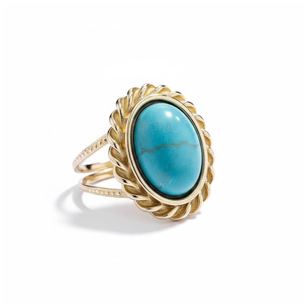 Elegant forgyldt ring med bl� howlit � spirituel ro &amp; balance