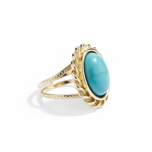 Elegant forgyldt ring med bl� howlit � spirituel ro &amp; balance