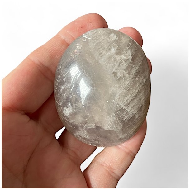 Bl� Rosenkvarts Palmstone, H�ndsten, M�l 5,6 x 4,5 cm