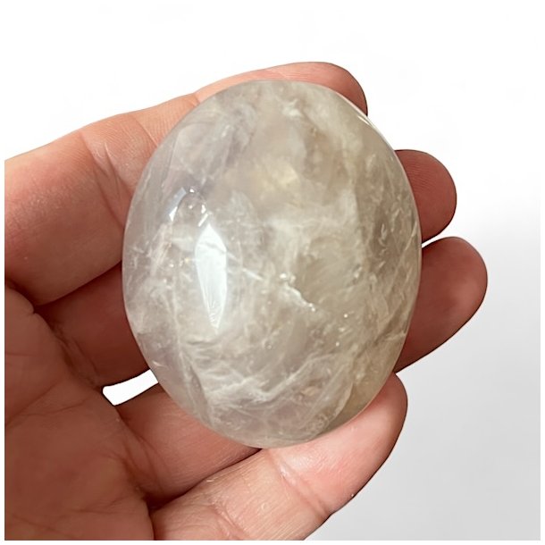 Bl� Rosenkvarts Palmstone, H�ndsten, M�l 5,3 x 4,3 cm