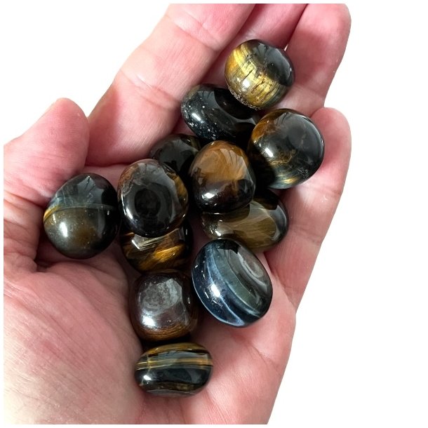 Bl Tigerje (Falkeje)  Runde sten i B-kvalitet. Strrelse: 2 - 2,5 cm