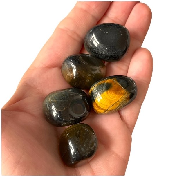 Bl Tigerje (Falkeje)  Lommesten i AA-kvalitet. Strrelse: 2,5 - 3 cm