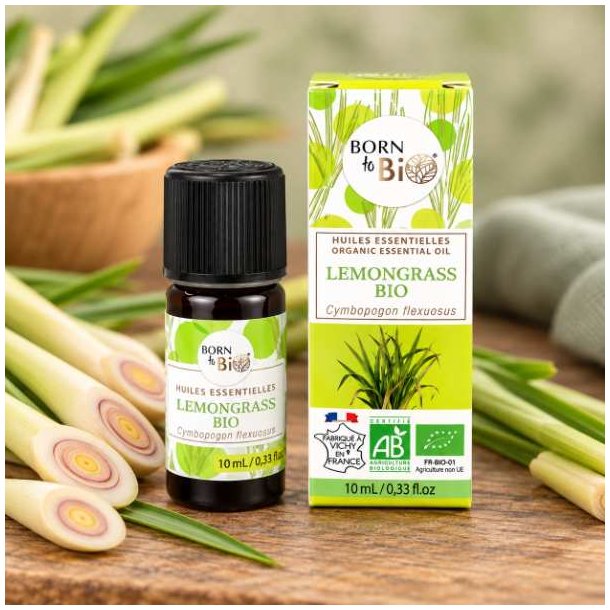 Born to Bio �kologisk �terisk lemongrassolie p� 10 ml med tilh�rende �ske