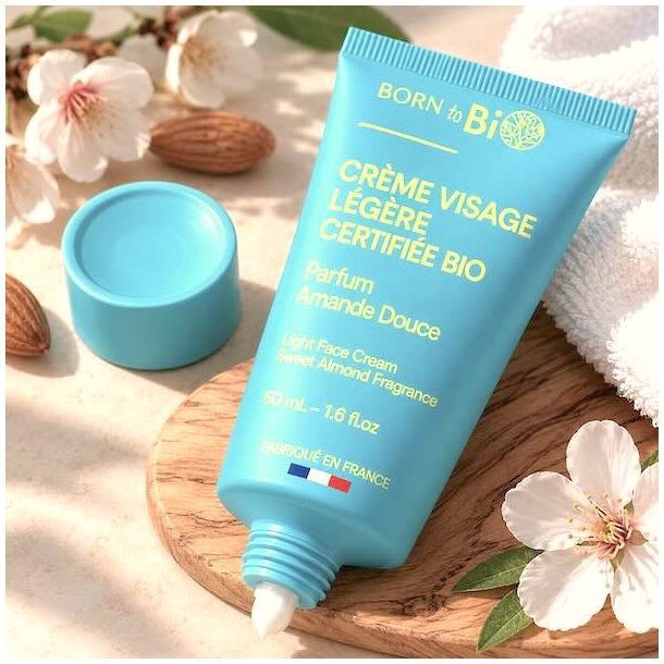 �kologisk ansigtscreme fra Born to Bio 50 ml med s�d mandel og fugtgivende pleje