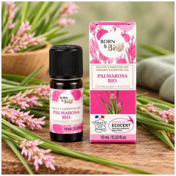 Born to Bio �kologisk Palmarosa Bio �terisk olie 10 ml med flaske og �ske.