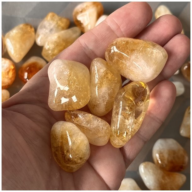 Brndt citrin lommesten,  Ml ca. 3-3,5 cm