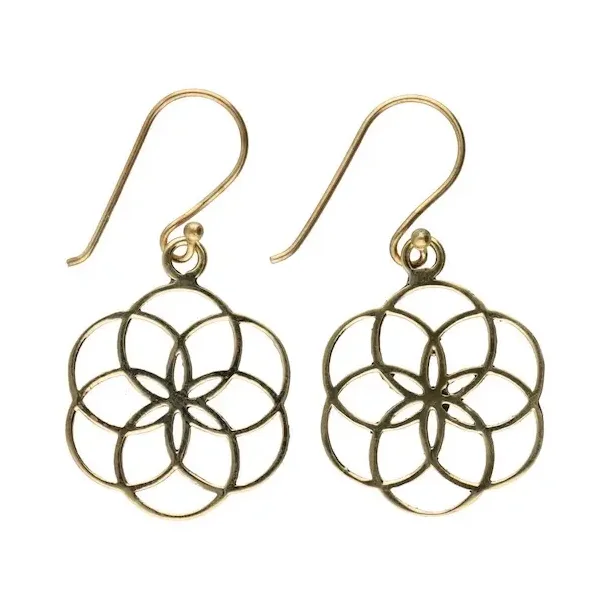 Nikkelfri bronzereringe med Flower of Life symbol  2,7 cm spirituelt smykke