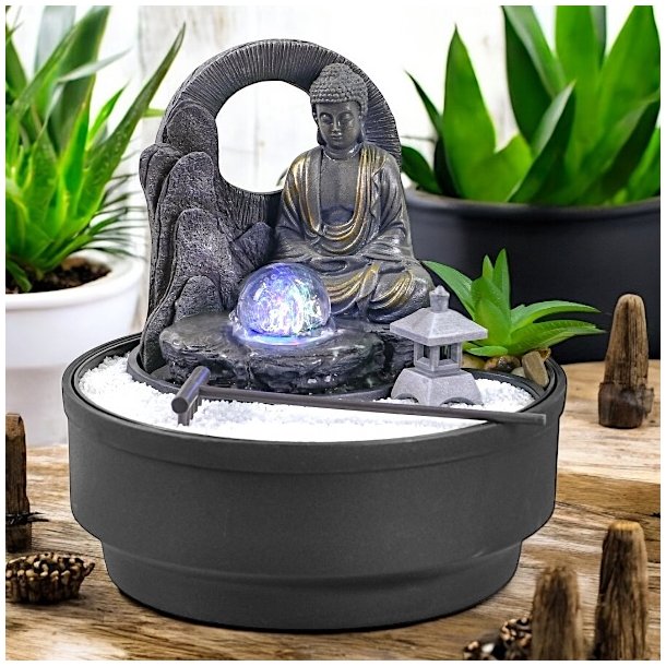 Buddha Zen Garden Fontne  Skab indre ro, harmoni og feng shui i dit hjem