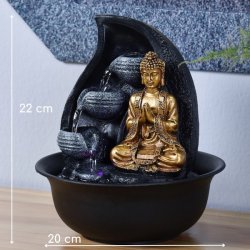 Beroligende Buddha vandfontne med LED-lys og rislende vand