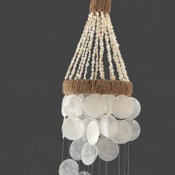 H�ndlavet vindspil med Capiz-skaller- boho hanger 60 cm