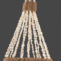 H�ndlavet vindspil med Capiz-skaller- boho hanger 60 cm
