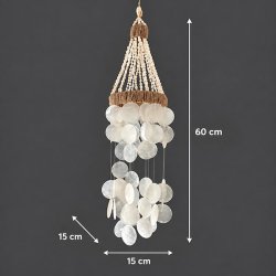 Dekorativt capiz skal vindspil med hvide skaller og oph�ng &ndash; 60 cm