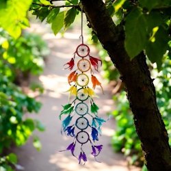 7 chakra Regnbue Drmmefanger - 8 x 90 cm