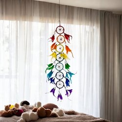 7 chakra Regnbue Drmmefanger - 8 x 90 cm