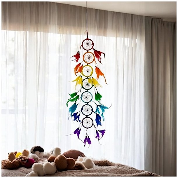 7 chakra Regnbue Drmmefanger - 8 x 90 cm