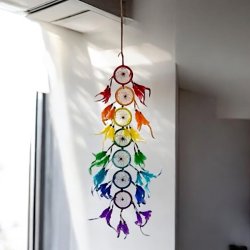 7 chakra Regnbue Drmmefanger - 8 x 90 cm