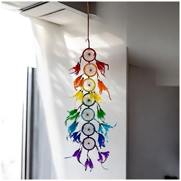 7 chakra Regnbue Drmmefanger - 8 x 90 cm