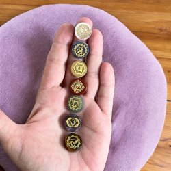 Krystals�t 7 chakra,  M�l 1,6 cm i diameter